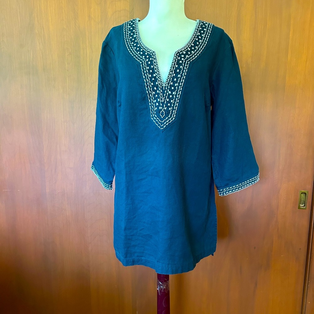Eddie Bauer linen embroidered tunic